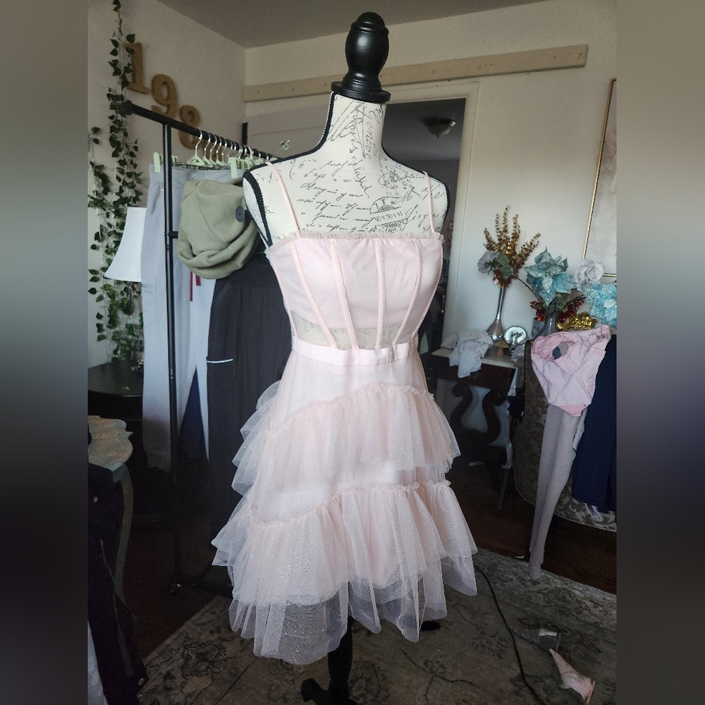 Next Up Fairy Babydoll Pink Glitter Dress 4/6